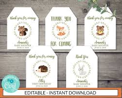 They measure approximately 2.5″ wide x 3″ tall (6.3 cm x 7.6 cm) <<printable onesie gift tags template>> Woodland Gift Tags Instant Download Printable Digital Custom Customized Editable Corjl Baby Shower First Birthday Greenery Boy Thank You By Create It Prints Catch My Party