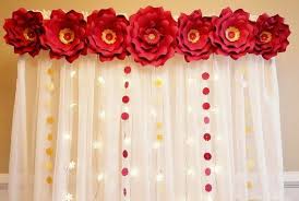 Large Red Paper Flowers For Backdrop And Wall Decor Custom Etsy Flower Backdrop Wedding Paper Flower Backdrop Paper Flower Backdrop Wedding