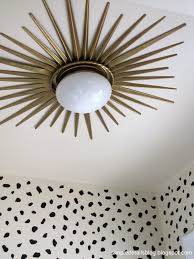 This Gorgeous Sunburst Ceiling Light Was Created Using A Hampton Bay Light Fixture And A Martha Stewart Living Mirror Both From Home Depot Home Improvement Projects Gold Diy Home Decor