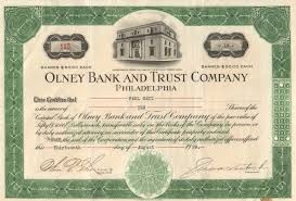 Amazon's choice for stock certificate. Olney Bank And Trust Company 1929 Philadelphia Trust Company Bank Stock Certificates
