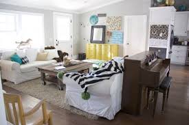 Piano Behind A Couch Rather Than On A Wall White Couch Living Room Piano Living Rooms Small Piano Room
