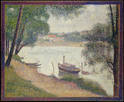 It depicts people relaxing in a suburban park on an island in the seine river called la grande jatte , a popular retreat for the middle and upper class of paris in the 19th century. Georges Seurat Gray Weather Grande Jatte The Metropolitan Museum Of Art