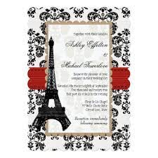 Red And Black Damask Eiffel Tower Wedding Invitation Zazzle Com Wedding Invitations Eiffel Tower Wedding Wedding Cards