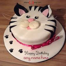 Even dog lovers admires cat. Cat Birthday Cake With Name Enamewishes