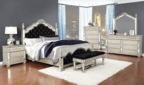 This upholstered king headboard can make a dramatic statement in your bedroom. Dania Euro Glam Style Mirrored Poster Bed W Black Velvet Upholstered Headboard