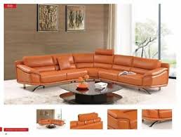 Usa furniture warehouse carry largest all styles and size of leather sectional sofa makes your shopping experience simple and easy from. Esf Furniture 533 Orange Top Grain Leather Sectional Sofa 3 Pcs Living Room Set Ebay
