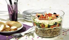 Griechischer Schichtsalat Rezept Rezepte Lebensmittel Essen Schichtsalat