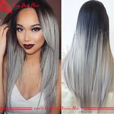 Black And Grey Lace Front Wig Grade 7a Brazilian Silver Human Hair Lace Front Wig Ombre 1b Grey Two Tone Front Lace Wigs Human Hair Natural Hair Wigs Short Lace Front Wigs