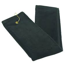Fold right edge fold the right edge of the towel to the left side. 15x18 Uv Light Resistant Black Tri Fold Golf Towels Terry Velour Towel Hub