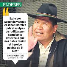 De la Cruz exige a Evo pedir perdón a El Alto y anuncia divorcio político  con el MAS >> https://bit.ly/3zShqEZ