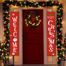 Buy christmas banner and get the best deals at the lowest prices on ebay! Merry Christmas Banners Front Door Welcome Christmas Porch Banners Red Porch Sign Hanging Xmas Decorations For Home Wall Indoor Outdoor Holiday Party Decor Walmart Com Walmart Com