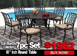 Check spelling or type a new query. Patio Furniture Sale San Marcos 7 Piece Set With 60 Inch Round Table For 6 Person Zenpatio