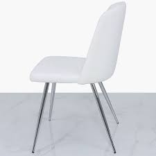 White Faux Leather Dining Chair With Chrome Legs Picture Perfect Home Contemporary office chair with padded arms for comfort.