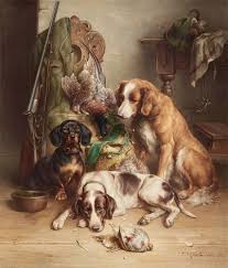 Three Dogs After The Hunt By Carlreichert Animal Photography Dogs Hunting Dogs Dog Paintings