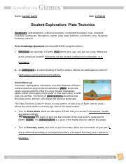 1) modern position of tectonics 1.0 (more info) an interactive tectonic puzzle, students can apply the theory of continental drift and. Platetectonicsse Gizmos 2 Name Zachary Saenz Date Student Exploration Plate Tectonics Vocabulary Asthenosphere Collisional Boundary Convergent Course Hero