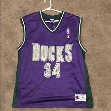Champion Other Ray Allen Bucks Jersey Purple Poshmark Vtg milwaukee bucks glenn robinson champion nba basketball jersey throwback 40.