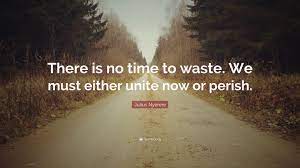 Julius Nyerere Quote There Is No Time To Waste We Must Either Unite Now Or Perish