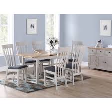 Uk delivery & finance available. Kalmar Rustic Solid Oak Grey Painted120cm Extending Dining Table 4 Chairs