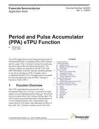 Analog integrated circuit device data. Period And Pulse Accumulator Ppa Etpu Function Freescale