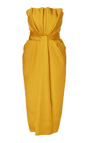 Brandon Maxwell Petal Front Satin Cocktail Dress Casual Cocktail Dress Cocktail Dress Yellow Satin Cocktail Dress