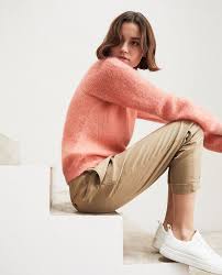 V Neck Mohair Jumper Salmon Pink Iceve Comptoir Des