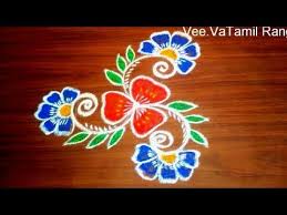 Colourful Peacock Flower Rangoli Kolam Rangoli Designs With Dots Simple Sankranthi Muggulu Youtube Rangoli Designs With Dots Flower Rangoli Rangoli Designs