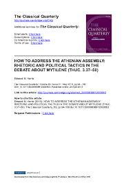 Pdf How To Address The Athenian Assembly The Mytilene Debate In Thucydides Edward Harris Academia Edu