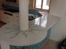 Concrete countertops pros & cons. Blue Glass Terrazzo White Concrete Counter Top