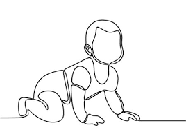 In the toy shops, you can place these pictures at suitable places to attract the customers. Continuous One Line Drawing Of Crawling Baby Happy Baby Boy Learn To Crawl On The Floor Drawn From The Hand Picture Silhouette Isolated On White Background Little Kid In The Minimalist Style