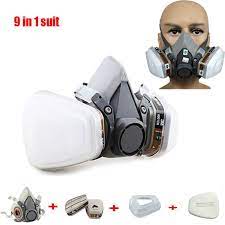 9 Em 1 Terno Meia Face Mascara De Gas Respirador Pintura Mascara De Po De Pulverizacao Para 3 M 6200 N95 Pm2 5 Gas Mascara Gas Mask Dust Mask Gas Mask Art