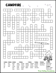 Difficult free fill in puzzle printable. Campfire Camping Word Fill In Puzzle Tree Valley Academy