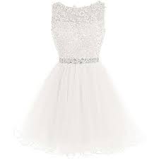 A Line Sleeveless Lace Rhinestone Short Cocktail Party Dress 15 Liked On Polyvor White Homecoming Dresses White Prom Dress Short White Lace Cocktail Dress