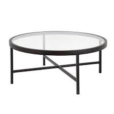 Contemporary Round Glass Coffee Table Metal Cocktail Table Glass Top Metal Frame In Blackened Bronze For Living Room Den 15 H X 36 L X 36 W Walmart Com Bronze Coffee