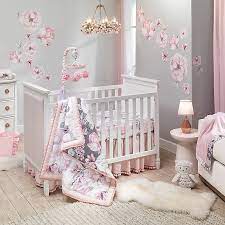 Crib comforter bedding pink floral with gingham and ribbons 40 x 46. Lambs Ivy Botanical Baby 4 Piece Crib Bedding Set In Pink Grey Bed Bath And Beyond Canada