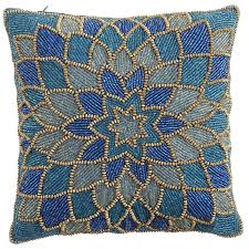 Teal Beaded Dahlia Pillow Pier 1 Imports In 2020 Embellished Pillows Beaded Throw Pillows Beaded Pillow