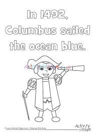 The indigenous inhabitants of the lands of america and the arrival of some large ships on october 12, 1492 coloring page. Christopher Columbus 1492 Colouring Page
