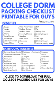 The Ultimate College Packing List For Guys Printable Pdf Dorm Packing College Dorm Checklist College Packing Lists