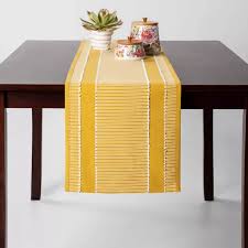 Clipped Stripe Table Runner Yellow Opalhouse In 2020 Striped Table Runner Striped Table Table Runners