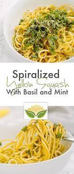 Spiralized Yellow Squash With Basil And Mint Inspiralized Recipe Yellow Squash Recipes Spiralizer Recipes Recipes