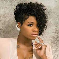 Short Natural Haircuts For Black Women With Long Bangs And Messy Short Hair Styles African American Short Hair Styles For Round Faces Curly Hair Styles