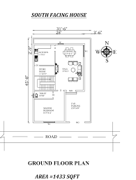 31 6 X 45 9 1 Bhk South Facing House Plan As Per Vastu Shastra Autocad Drawing File Details Cadbull In 2020 South Facing House My House Plans Indian House Plans