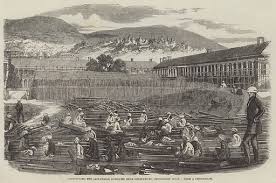 Constructing the Jackatalla Barracks, near Ootacamund, … stock image | Look and Learn