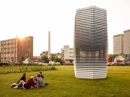Daan roosegaarde built with a team of designers a 7 meters tower which is the hugest and tallest air purifier structure in the world. Daan Roosegaarde Smog Free Tower Turns Pollution Into Fine Jewelry