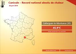 En témoignent ces nouveaux le record de chaleur a en effet été battu ce vendredi à villevieille, dans le département du gard, où le thermomètre aurait affiché 45,1°c aux alentours de 15h. Canicule Exceptionnelle De Juin 46 0 C Nouveau Record National Absolu De Chaleur Keraunos Observatoire Francais Des Tornades Et Orages Violents