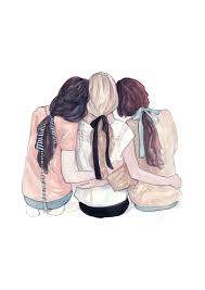 Best Friends Trio Fashion Illustration Print Etsy Bff Drawings Best Friend Drawings Friends Illustration