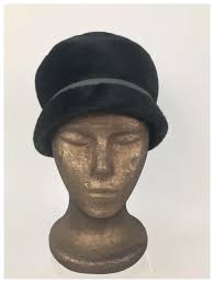 Vintage 1940's Black Cloche Style Wool Hat By Marie Aimee Paris