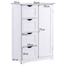 Costway Commode De Rangement Armoire Blanche Mdf 56 X 30 X 82 Cm Avec 4 Tiroirs Et Meuble Rangement Salle De Bain Armoire Rangement Decor De Bureau A Domicile