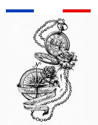 Tatouage Boussole Rose Des Vents Ebay