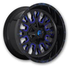 Fuel Black And Blue Stroke Wheels Fuel Wheels D645 Stroke Gloss Black With Candy Blue In 2020 Fuel Wheels Wheel Rims Gloss Black