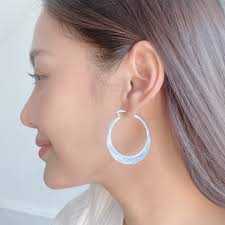 Silver Hoop Earrings 40 Mm